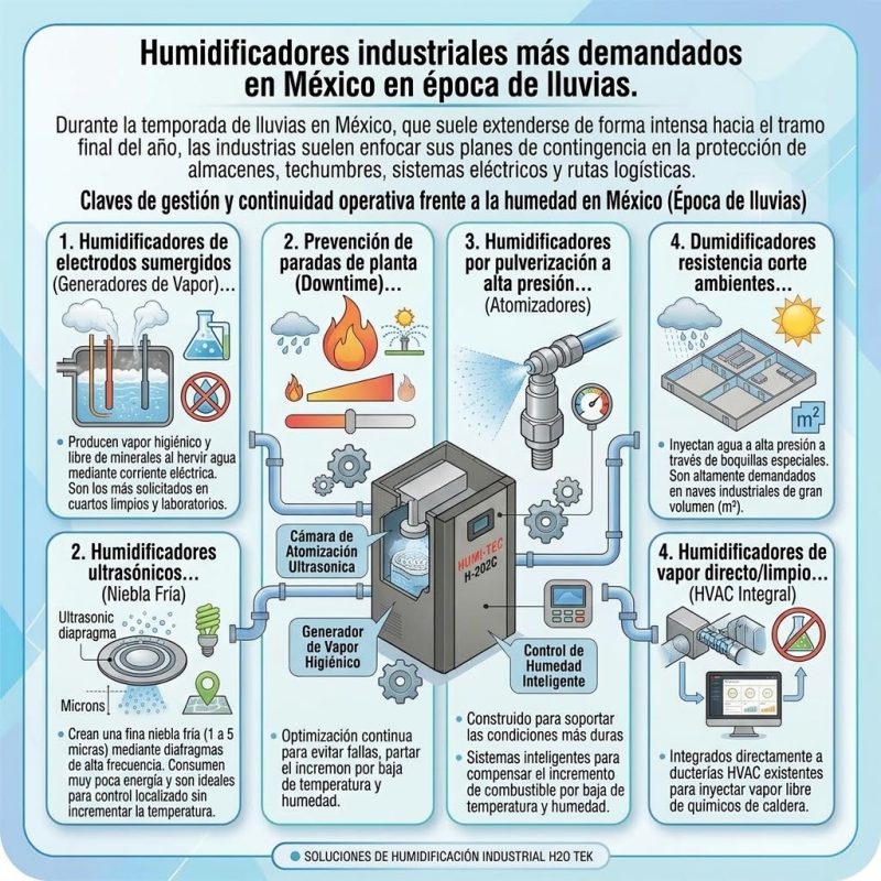 Humidificadores industriales más demandados en México en época de lluvias: Análisis por zonas geográficas e industrias